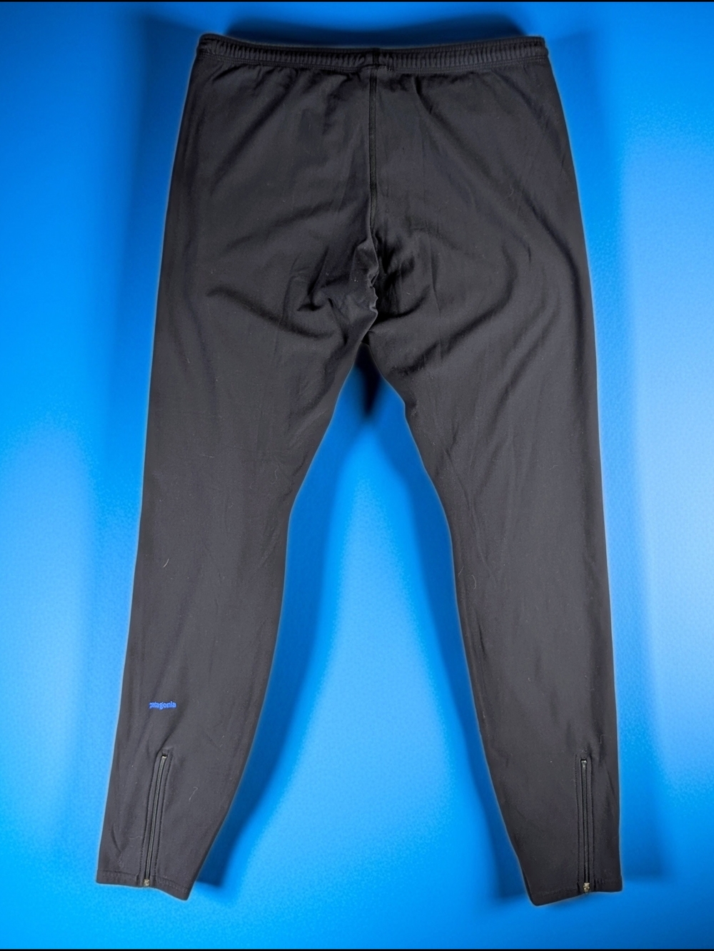 Patagonia Vintage Running Tights Men's L Black Zip Up Ankles Tapered Leg Y2k